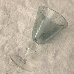 Vintage Seahorse and Starfish Coastal Aqua Glass Wine Goblet